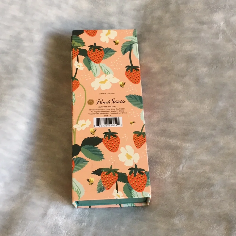 Strawberry Executive Pen Decorative Boxed Set of Two Punch Studio NWT